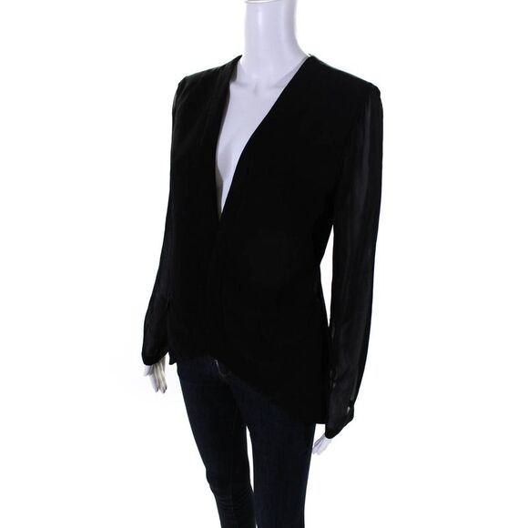 Robbi & Nikki Womens Open Front Light Long Sleeves Jacket Black Size Medium - Picture 3 of 5